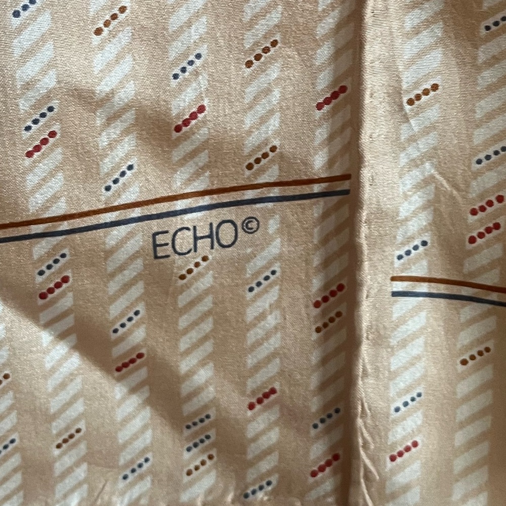 Vintage Echo Beige Patterned Scarf Rectangle Stri… - image 1